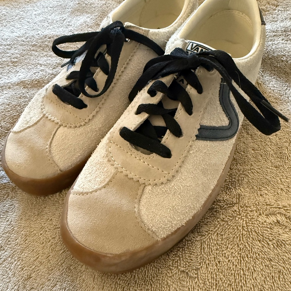 Vans Cream and Black Sneakers